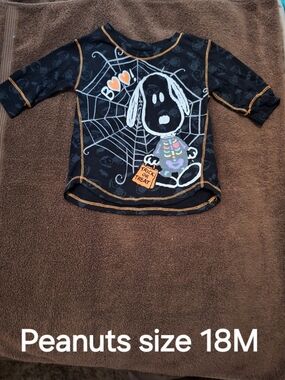Peanuts Black & Orange Toddler Snoopy Halloween Top